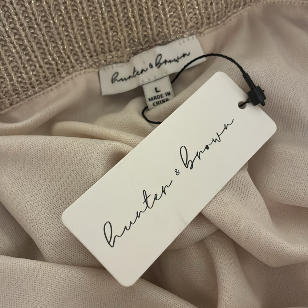 Gold Threaded Light Tan Knit Maxi Skirt - Picture 10 of 14